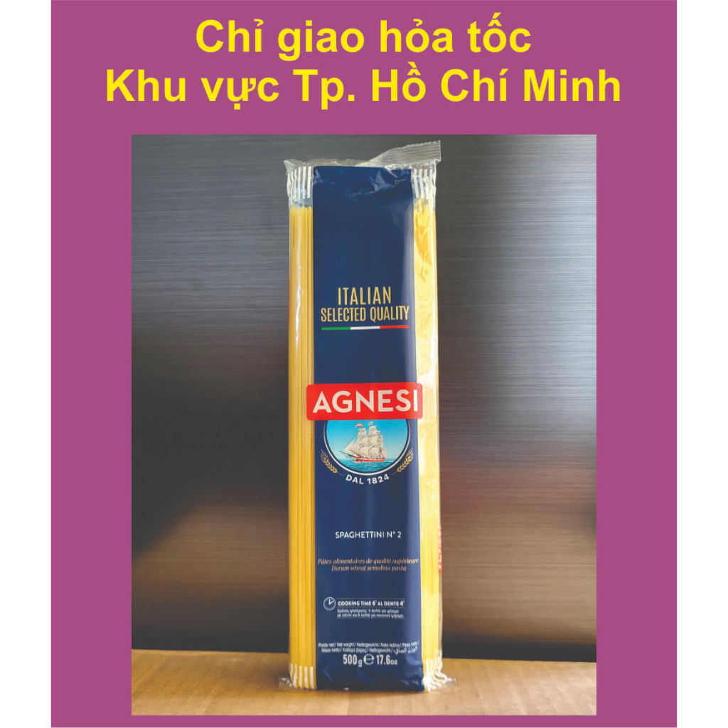 AGNESI - gói 500g / số 2 - MÌ ỐNG SPAGHETTI / Ý / No 2 Spaghettini