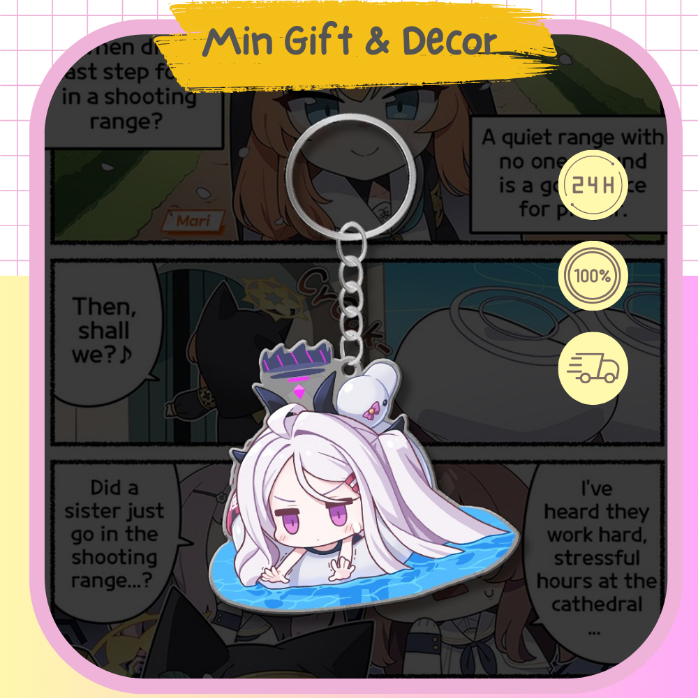 Móc khóa Blue Archive mica in hình các nhân vật trong siêu dễ thương dùng để trang trí túi xách balo