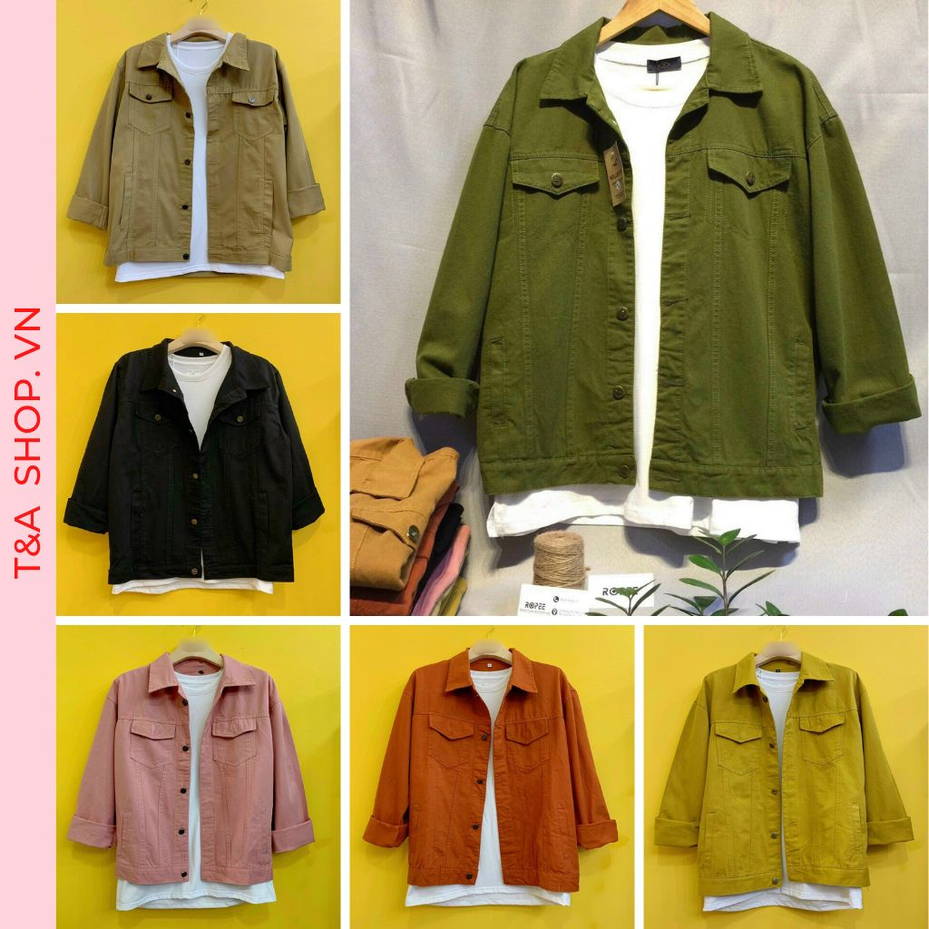 Áo Khoác Kaki Jean Nam Nữ From Rộng Basic Nhiều Màu Hottrend - 506