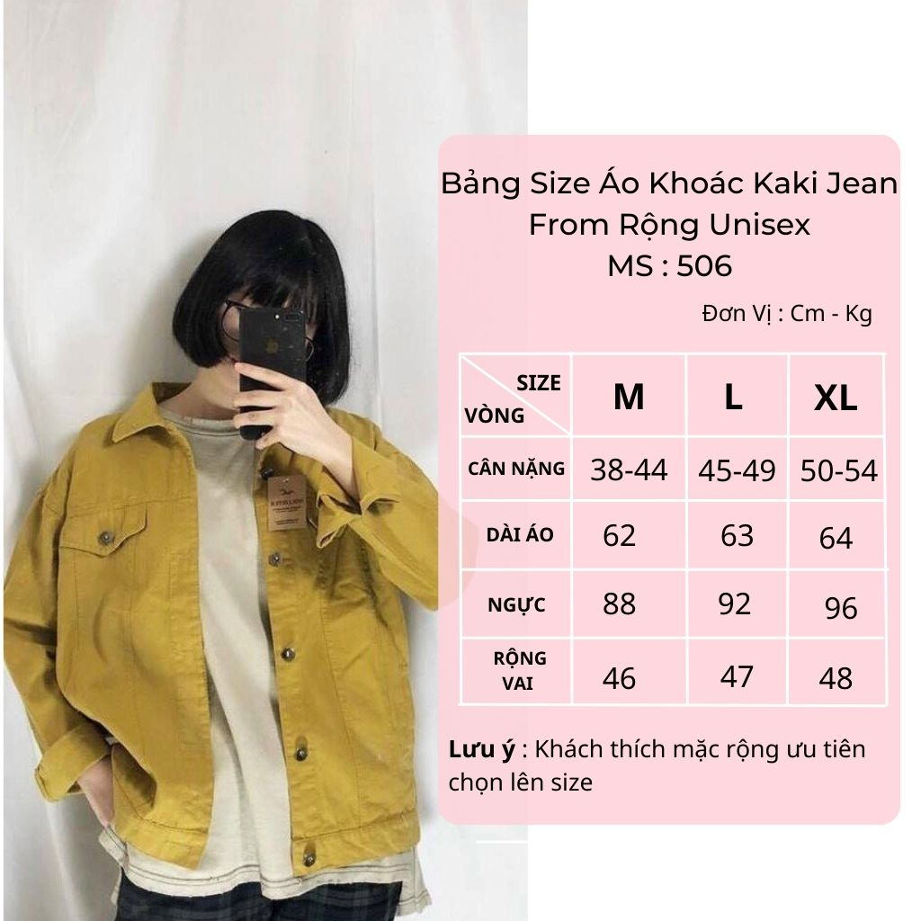 Áo Khoác Kaki Jean Nam Nữ From Rộng Basic Nhiều Màu Hottrend - 506