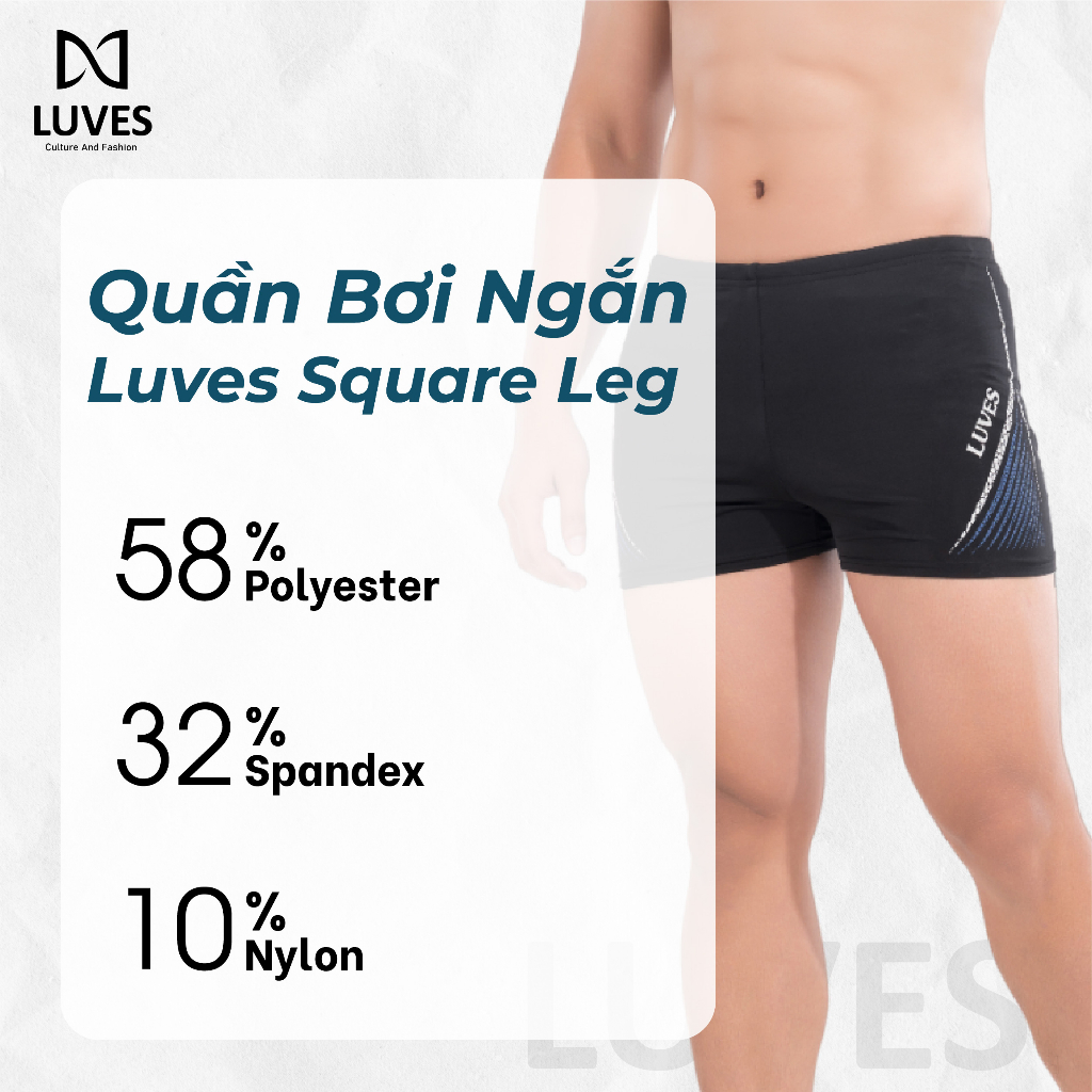 Quần Bơi Nam Ngắn LUVES SQUARE LEG Co Giãn 4 Chiều Cao Cấp, Quần Bơi Boxer Thể Thao Nam Nhanh Khô Thoáng Khí LVPHM0002