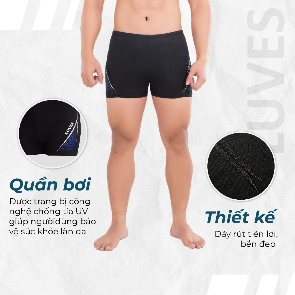 Quần Bơi Nam Ngắn LUVES SQUARE LEG Co Giãn 4 Chiều Cao Cấp, Quần Bơi Boxer Thể Thao Nam Nhanh Khô Thoáng Khí LVPHM0002