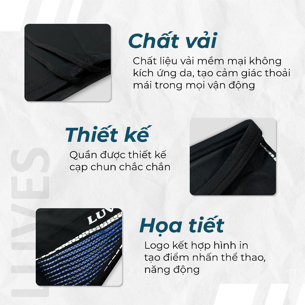 Quần Bơi Nam Ngắn LUVES SQUARE LEG Co Giãn 4 Chiều Cao Cấp, Quần Bơi Boxer Thể Thao Nam Nhanh Khô Thoáng Khí LVPHM0002