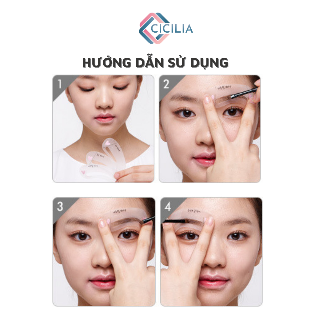 Set 3 Khuôn Kẻ Chân Mày CICILIA Có Thể Tái Sử Dụng Phù Hợp Cho Mọi Dáng Mày CI-069