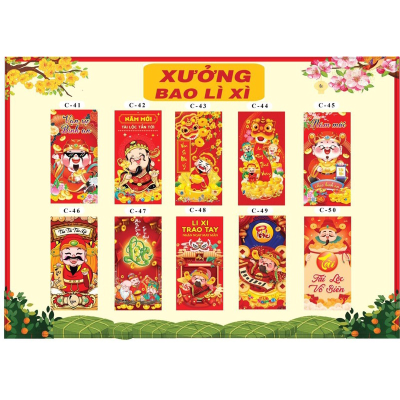 Sỉ 1000  Bao Lì Xì đủ mẫu vô sẵn túi kiếng