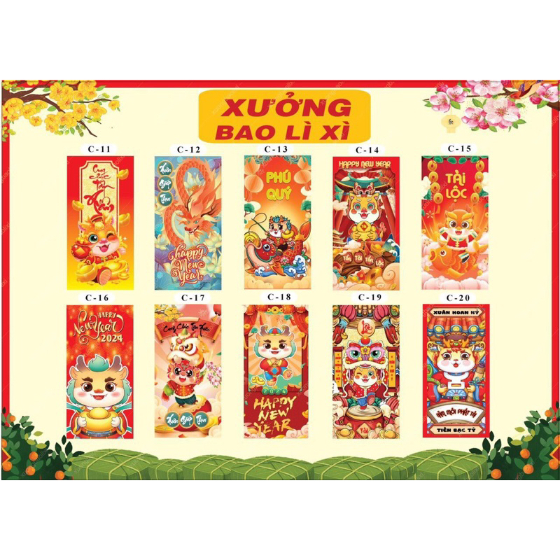 Sỉ 1000  Bao Lì Xì đủ mẫu vô sẵn túi kiếng