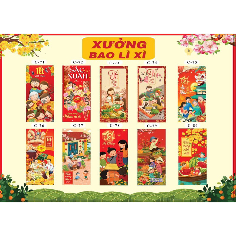 Sỉ 1000  Bao Lì Xì đủ mẫu vô sẵn túi kiếng