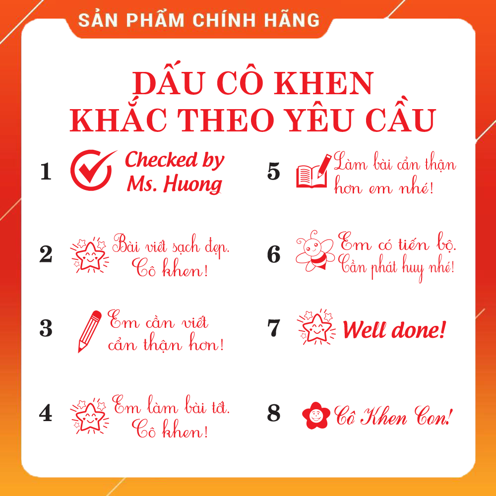 Dấu Cô Khen Con Dấu Tiểu Học Khắc Theo Yêu Cầu Chính Hãng Shiny S222