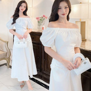 Đầm maxi trễ vai, tay phồng thiết kế đi biển xinh xắn - OPIA