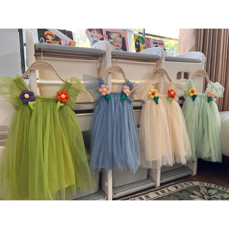 Váy 2 dây bé gái Smum, Váy đầm công chúa bồng bềnh cho bé