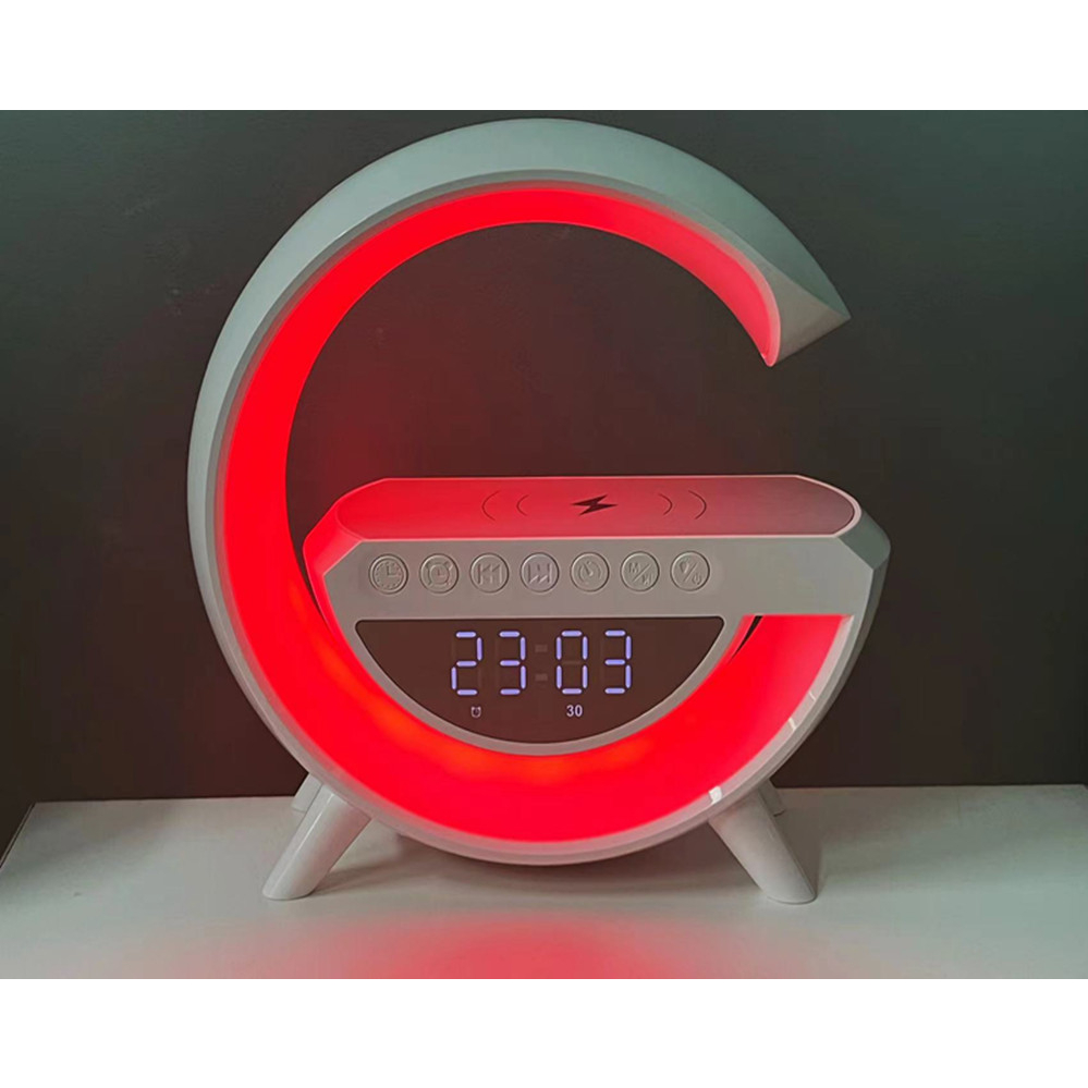 Loa chữ G Kiêm đồng hồ, sản phẩm deco, Kiêm sạc không dây, led đổi màu BT3401