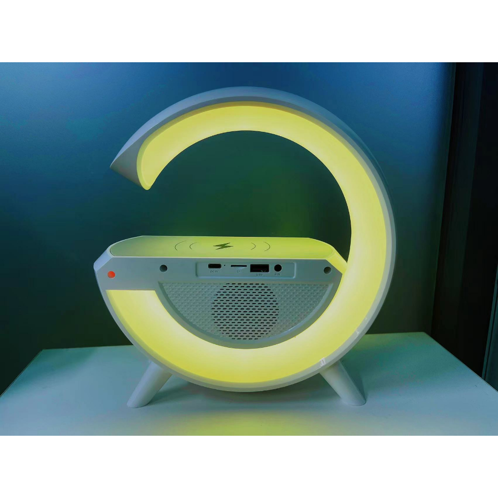 Loa chữ G Kiêm đồng hồ, sản phẩm deco, Kiêm sạc không dây, led đổi màu BT3401