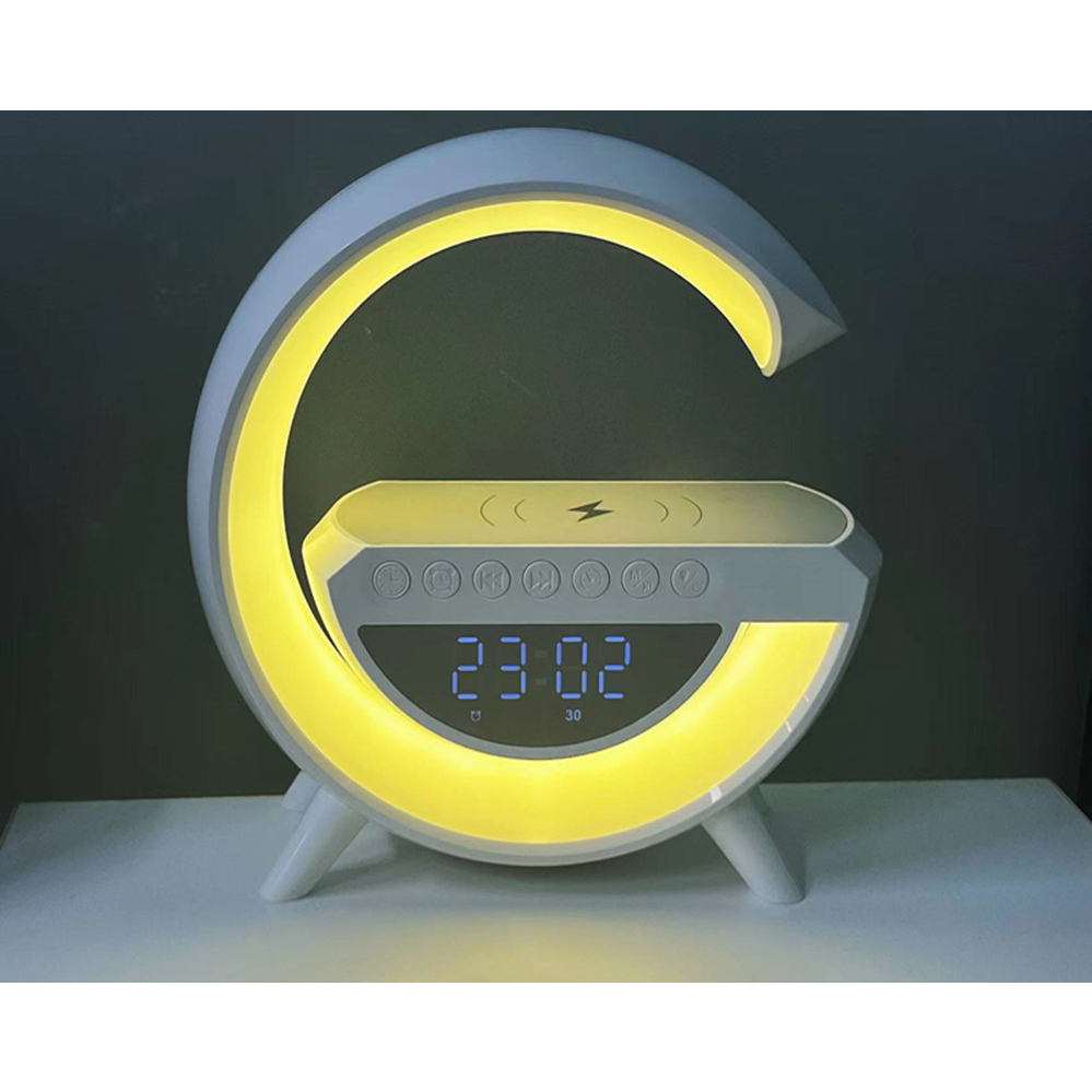 Loa chữ G Kiêm đồng hồ, sản phẩm deco, Kiêm sạc không dây, led đổi màu BT3401