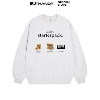 Áo Sweater ATHANOR Local Brand Dáng Rộng Nỉ Bông Unisex Nam Nữ Xám Tiêu Mẫu PACK