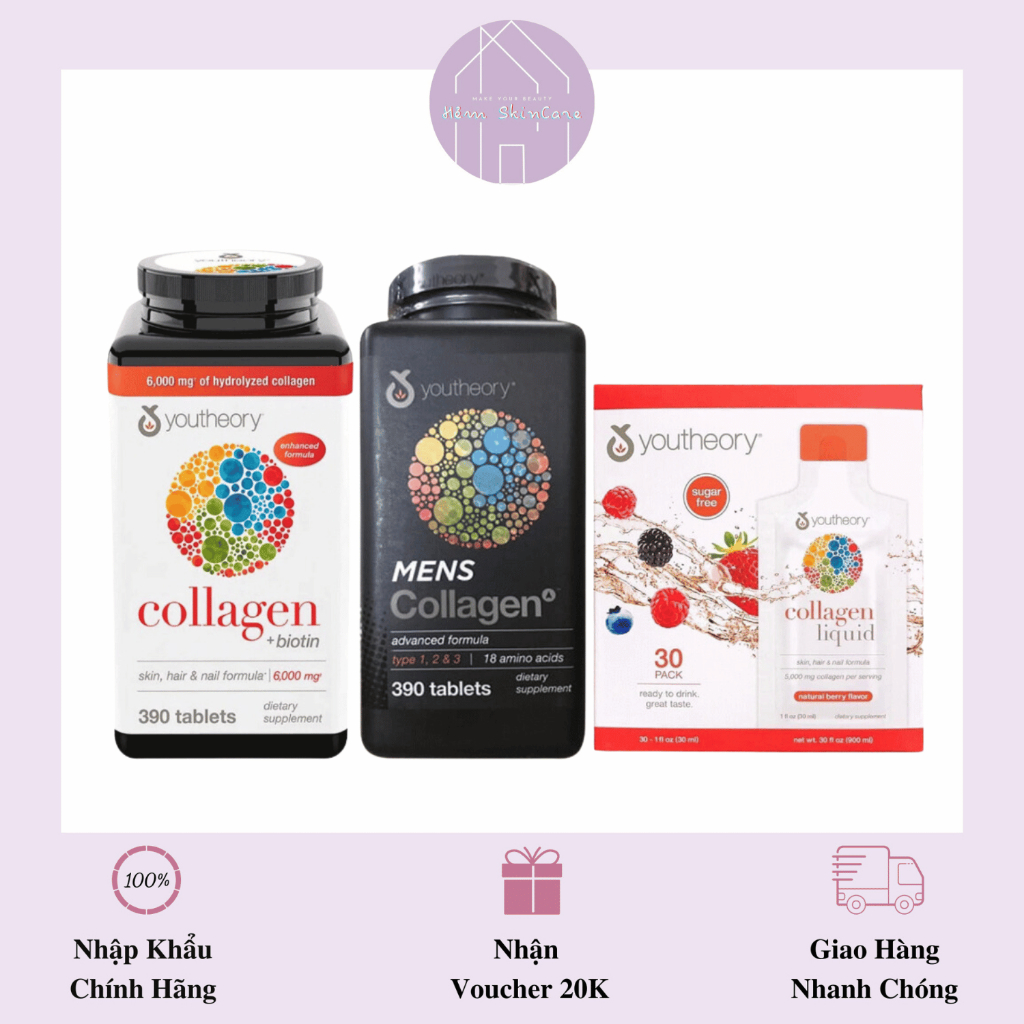 Youtheory Collagen - Viên Uống & Nước Uống Bổ Sung Collagen