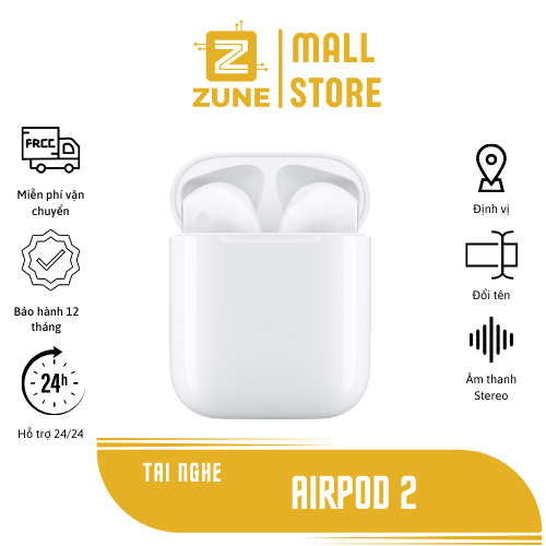 Tai Nghe Bluetooth Không Dây AP2 Âm To Mic Rõ Pin Trâu Chạm Cảm Ứng Định Vị Đổi Tên - ZUNETECH