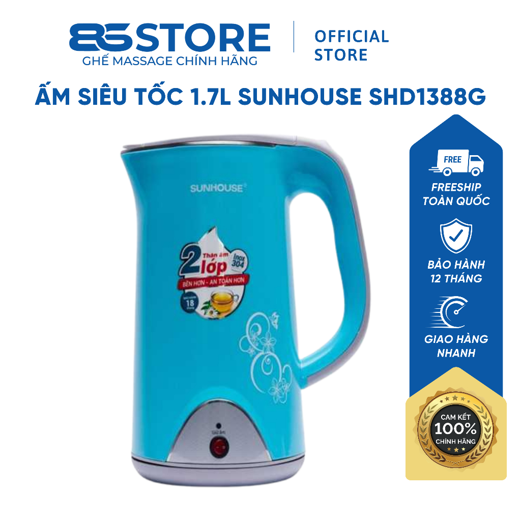 Ấm Siêu Tốc Inox Cao Cấp SUNHOUSE SHD1388G