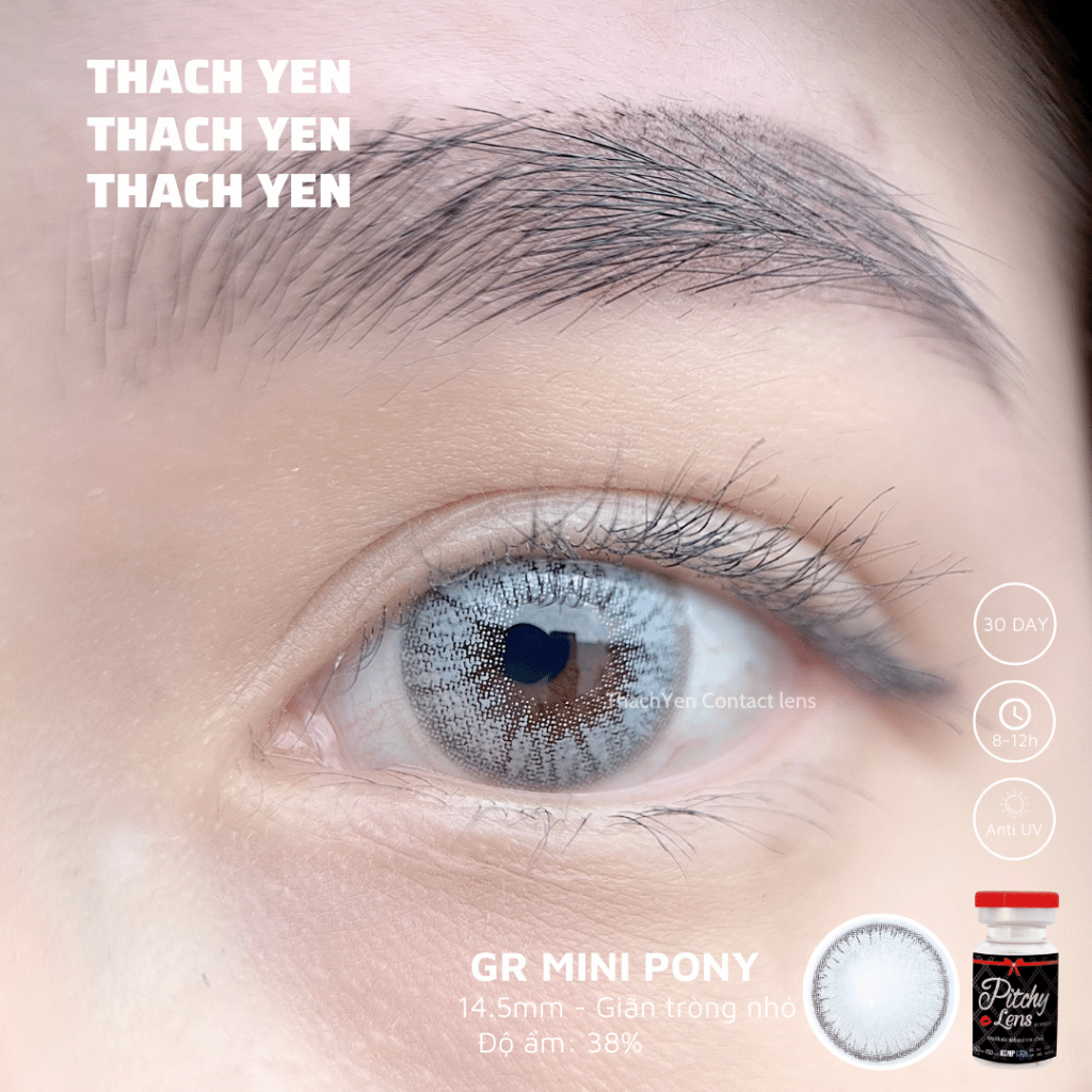 Lens Mắt Mini Pony Xám Tây giãn nhỏ - 0-10 độ kính áp tròng