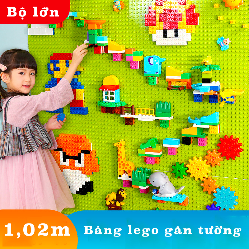 Bảng lego gắn tường size lớn 1m cho bé, xếp hình lego giáo dục, bảng lắp ghép xếp hình đa năng cho trẻ em