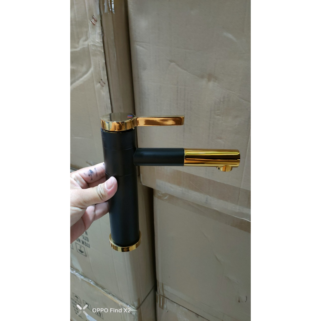 Vòi Lavabo vòi rửa mặt inox Thân Tròn nóng lạnh mỏ xoay cao cấp