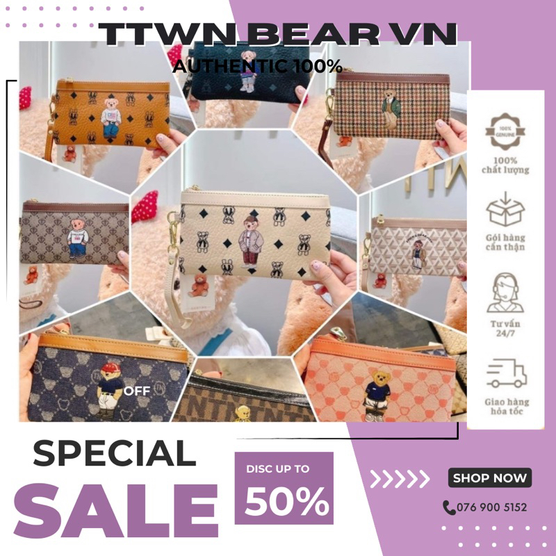 ‼️ SẴN SHIP ‼️ Ttwn Bear Ví Đựng Money Một Ngăn - Di Di Lê - Sẵn Ship
