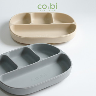 Combo 2 khay ăn dặm silicone classic co&bi cho bé ăn dặm có đế hít chống lật đạt chuẩn kiểm định quốc tế