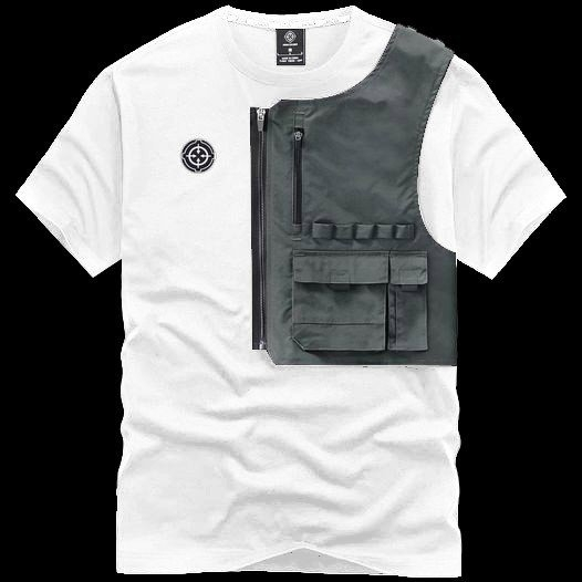 Áo phông, áo thun nam cộc tay 2 màu đen trăng phối túi ngực có khóa độc đáo năng động trẻ trung- h79