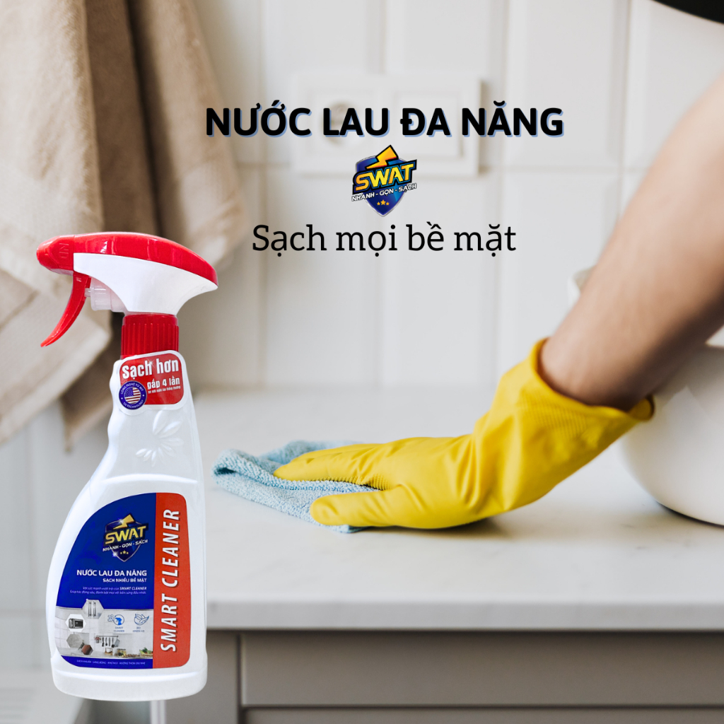 Nước lau đa năng SWAT tẩy dầu mỡ, tẩy nhà bếp, tẩy hút mùi, bếp gas, bếp từ 550 ML