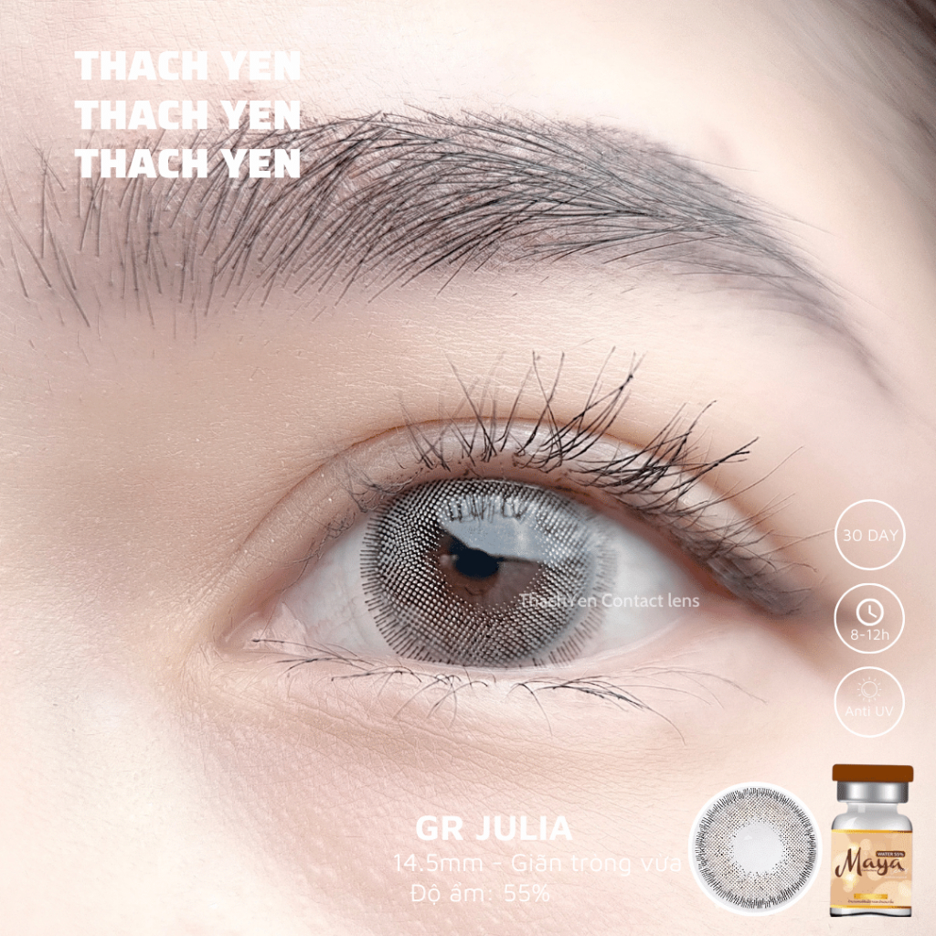 Lens Mắt Julia Xám Tây Nhẹ giãn vừa - 0-10 độ kính áp tròng