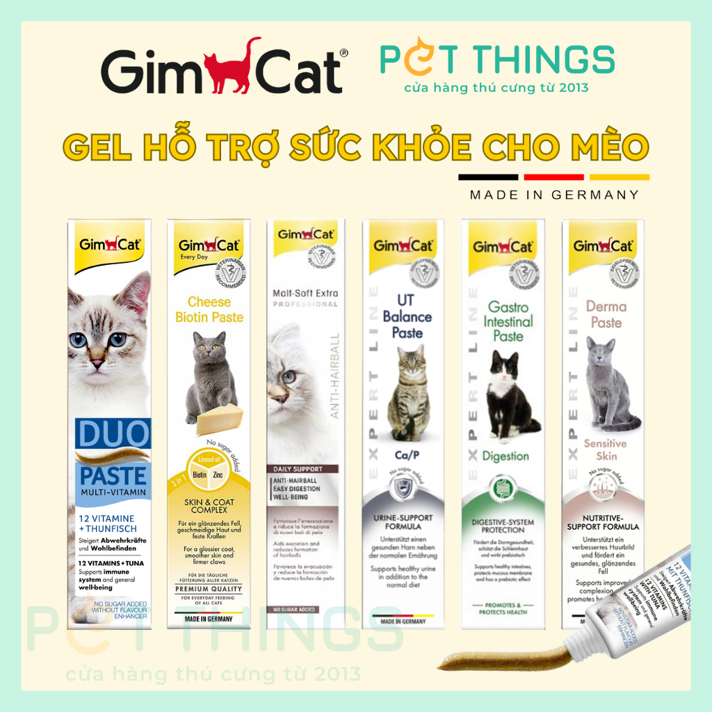 GimCat Gel Hỗ Trợ Sức Khỏe Cho Mèo 50g (Bổ sung Vitamin, Da lông, Búi Lông, Tiết Niệu, Tiêu Hóa, Viêm Da)
