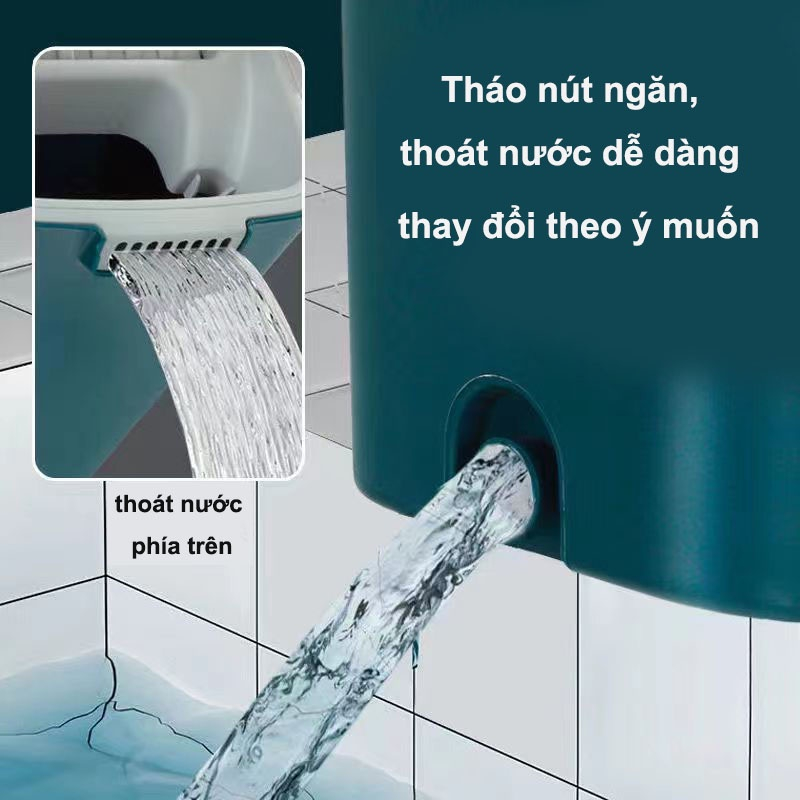 Bộ thùng chổi cây lau nhà tự vắt thông minh siêu sạch tặng kèm bông lau - Movava