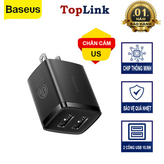 Củ Sạc Nhanh 2 USB Baseus Compact Charger Tốc Độ 10.5W Tương Thích Dòng Điện 100 - 240v
