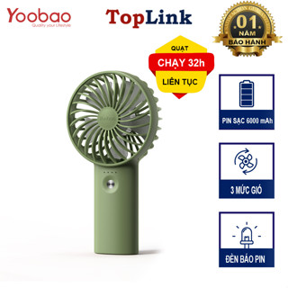 Quạt Tích Điện Cầm Tay Pin Trâu 32h Sử Dụng Yoobao F3 Với 3 Tốc Độ Gió Có Đèn Báo Pin Thiết Kế Nhỏ Ngọn - TopLink