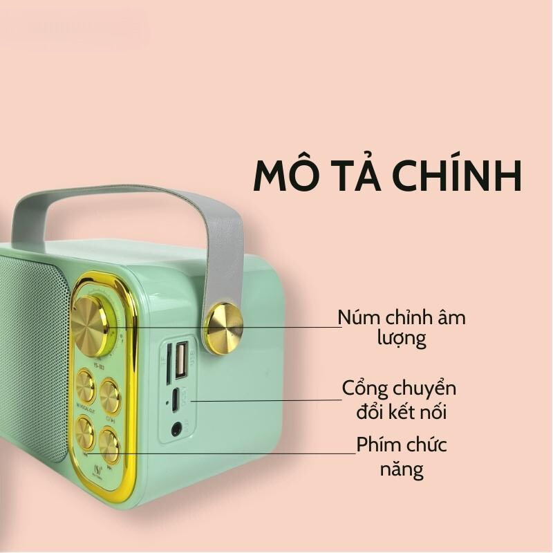 Loa Karaoke Bluetooth YS-103 Kèm 1 Micro Không Dây, Âm Thanh Siêu Hay, Thiết Kế Sang Trọng Tiện Lợi- TECHHIGH OFFICALL | BigBuy360 - bigbuy360.vn