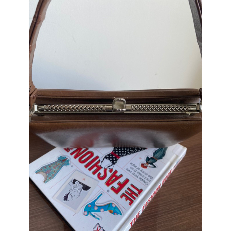 Cốp đi tiệc vintage nội địa Nhật da thật màu nâu - secondhand