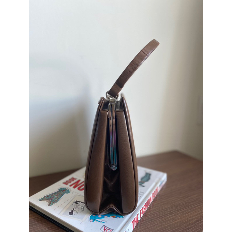 Cốp đi tiệc vintage nội địa Nhật da thật màu nâu - secondhand