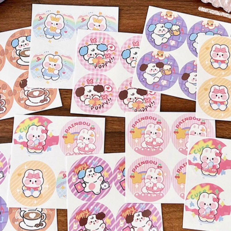 Set 40 sticker niêm phong size 4cm, nhãn dán gói hàng cute
