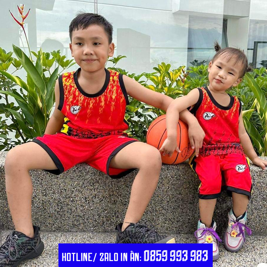 Bộ quần áo bóng rổ trẻ em Rock Fire JP, đồ thể thao cho bé siêu đẹp, dễ thương, Vải mè cao cấp thoáng mát SP39 RF