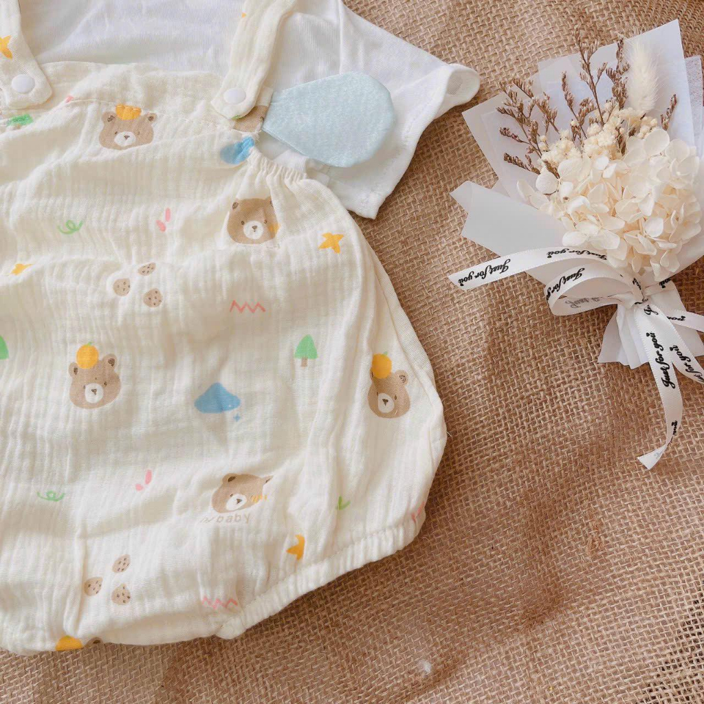 Body yếm ốc sên áo hồng kèm tuban 3-10kg,chất xô mềm Body cho bé gái sơ sinh đầy tháng thôi nôi