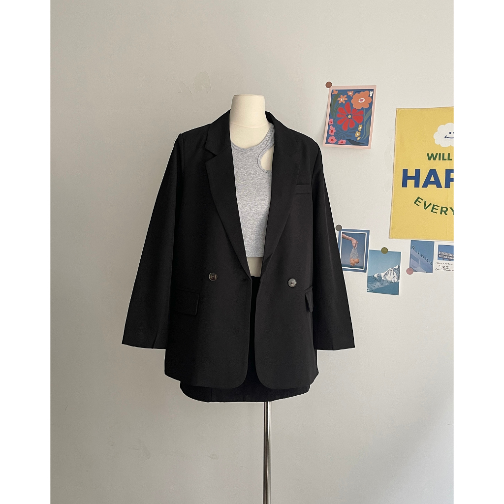 Áo blazer độn vai khoác ngoài MC21.STUDIOS vest unisex nam nữ dáng rộng vải dệt fresco dày dặn ít nhăn có lót gió A3712