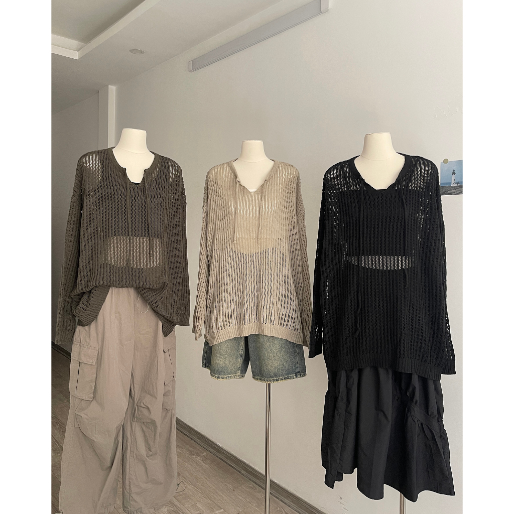 Áo len lỗ MC21.STUDIOS sweater oversize form rộng Ulzzang Streetwear Hàn Quốc chất len mềm mịn dày dặn cao cấp A3719