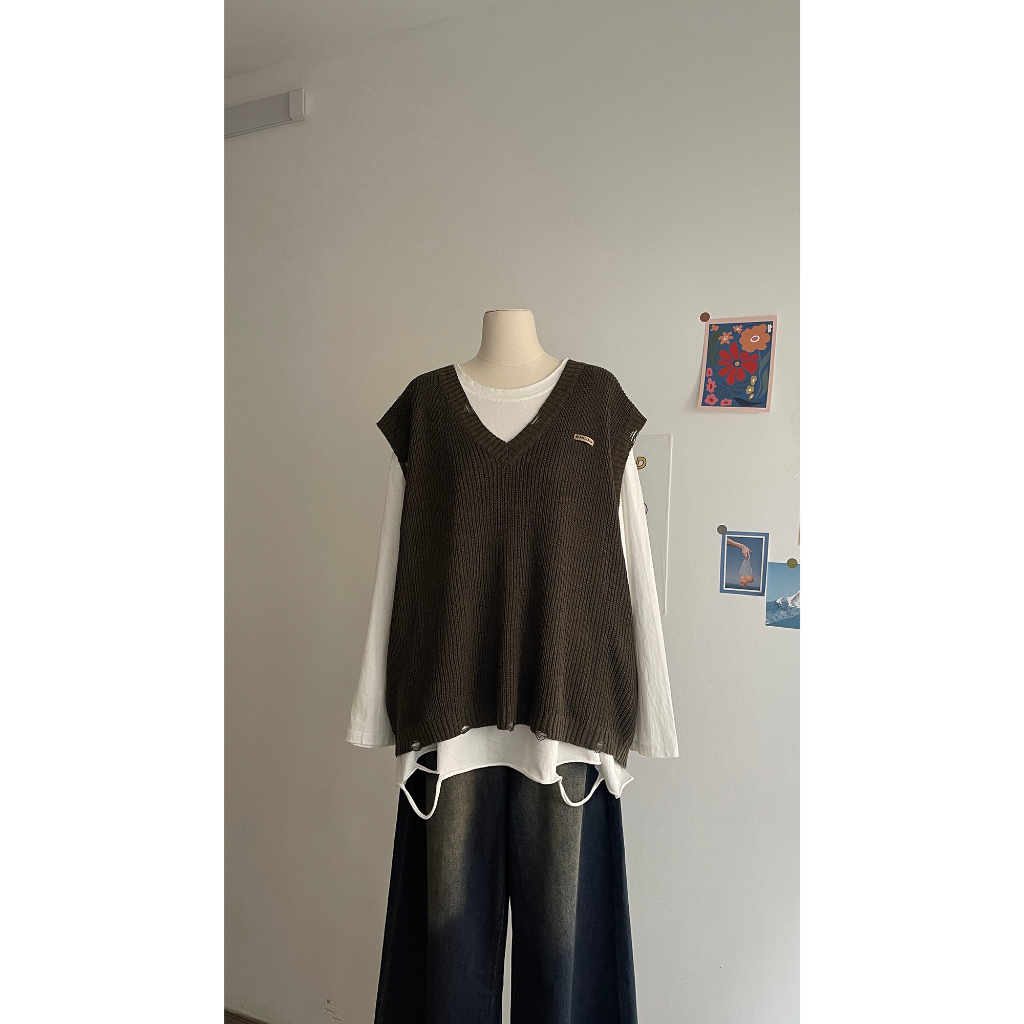 Áo gile len MC21.STUDIOS freesize Unisex form rộng nam nữ Ulzzang Streetwear Hàn Quốc vải mềm xịn A3718