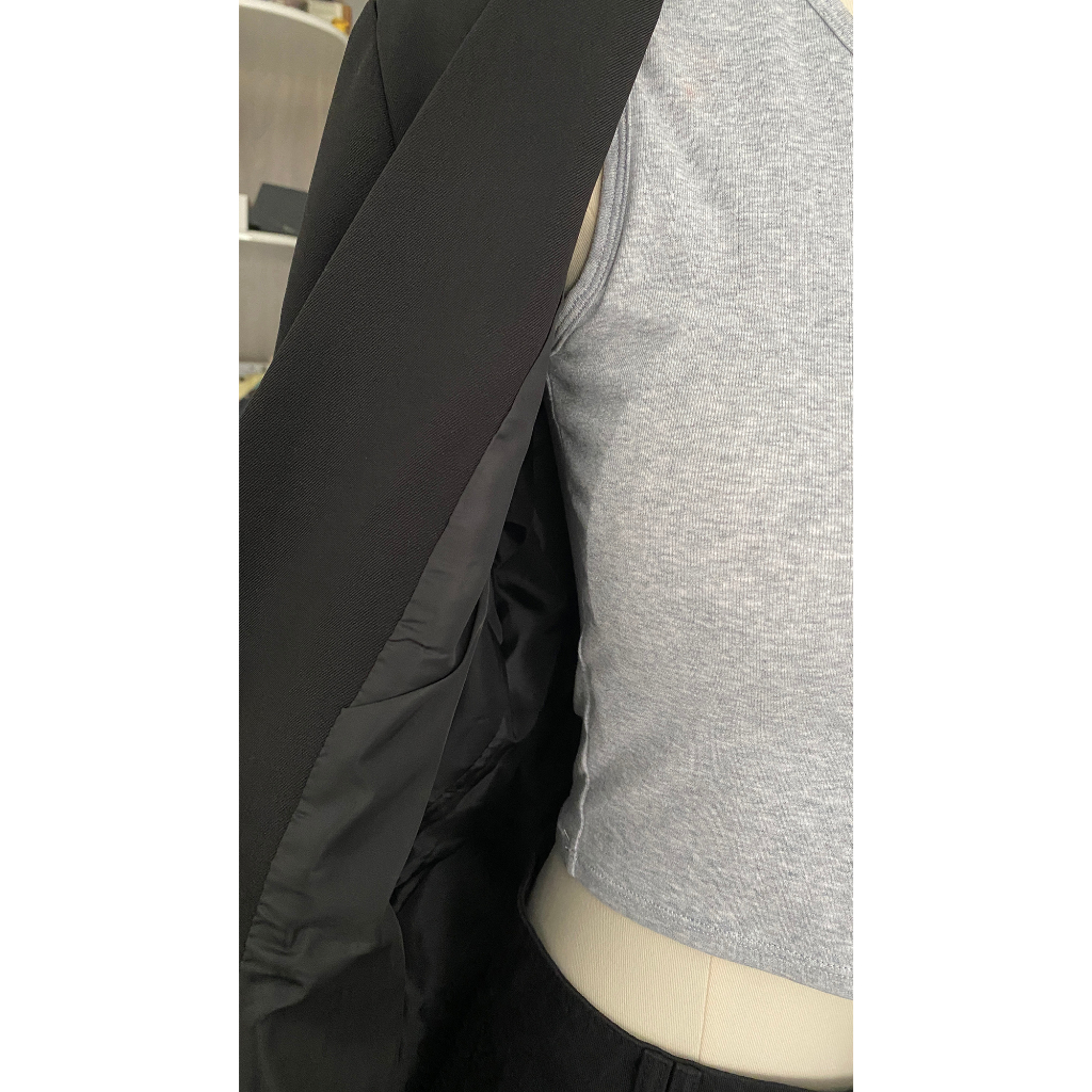 Áo blazer độn vai khoác ngoài MC21.STUDIOS vest unisex nam nữ dáng rộng vải dệt fresco dày dặn ít nhăn có lót gió A3712