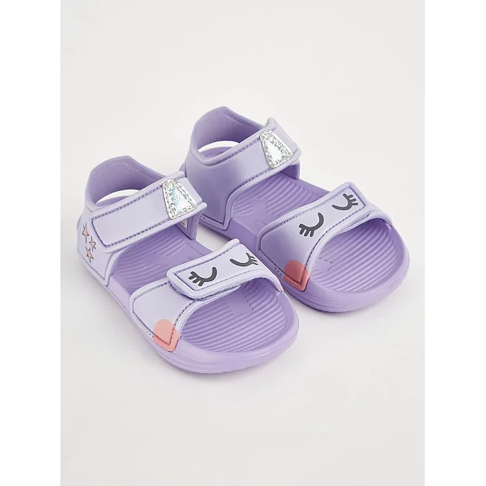 Dép sandal George tím trắng chấm bi bé gái_hàng chính hãng authentic