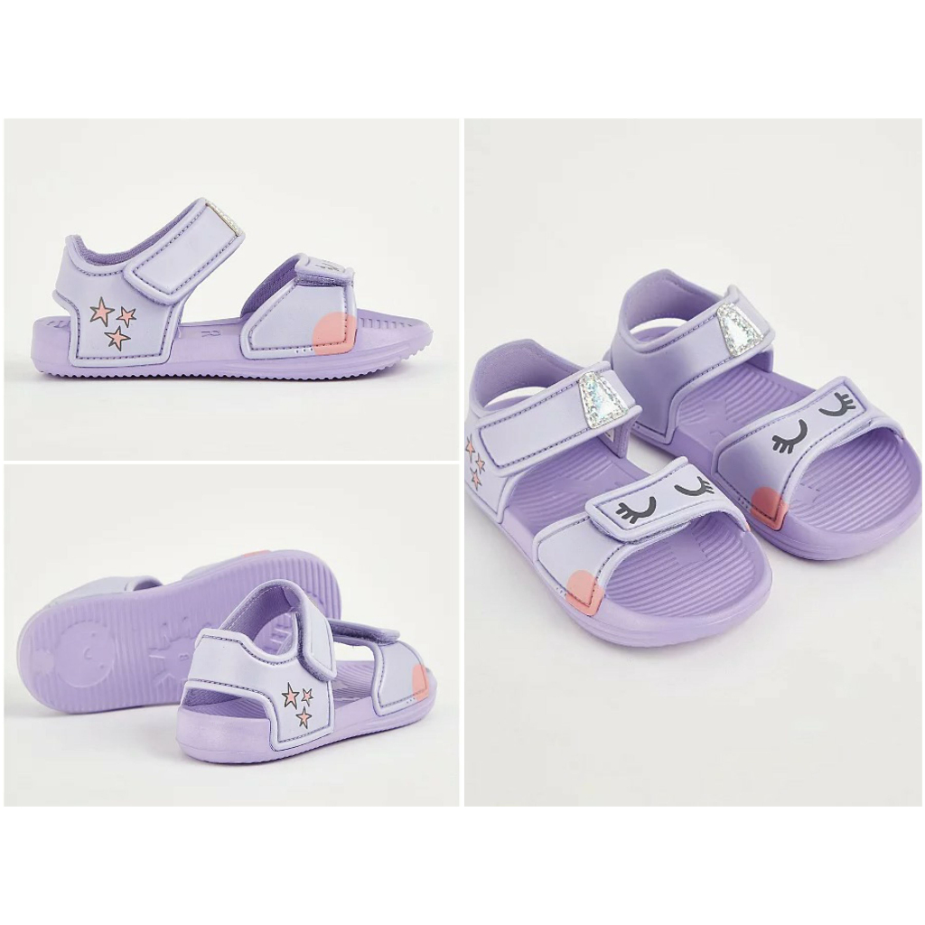 Dép sandal George tím trắng chấm bi bé gái_hàng chính hãng authentic