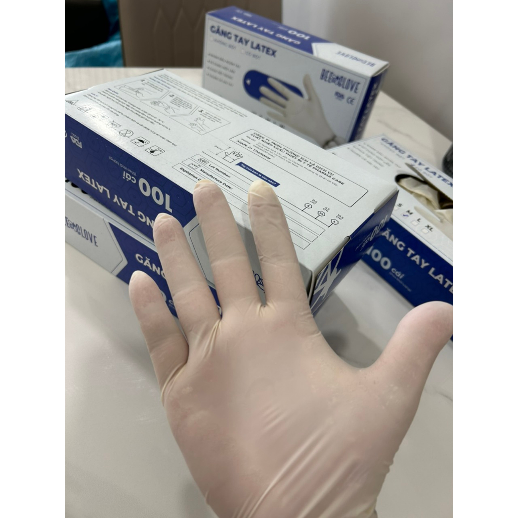 Găng Tay Latex Không Bột Màu Trắng - Thương Hiệu BeeGlove