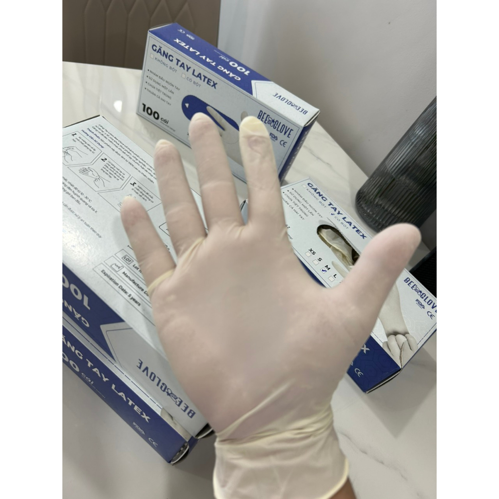 Găng Tay Latex Không Bột Màu Trắng - Thương Hiệu BeeGlove