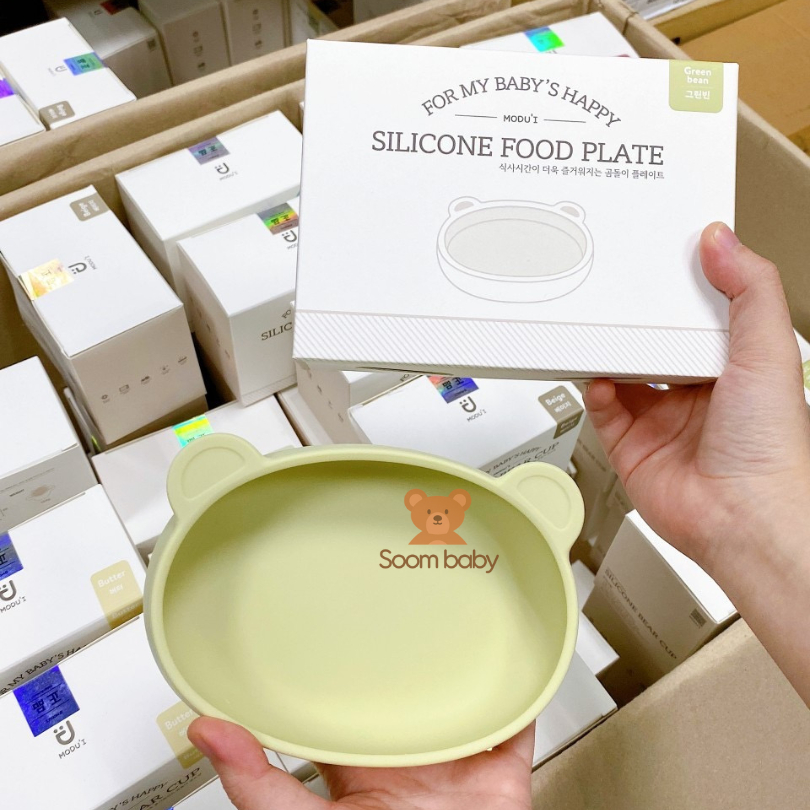 Đĩa ăn dặm cho bé Bluemama silicone, hàng nhập khẩu chính hãng có tem phụ