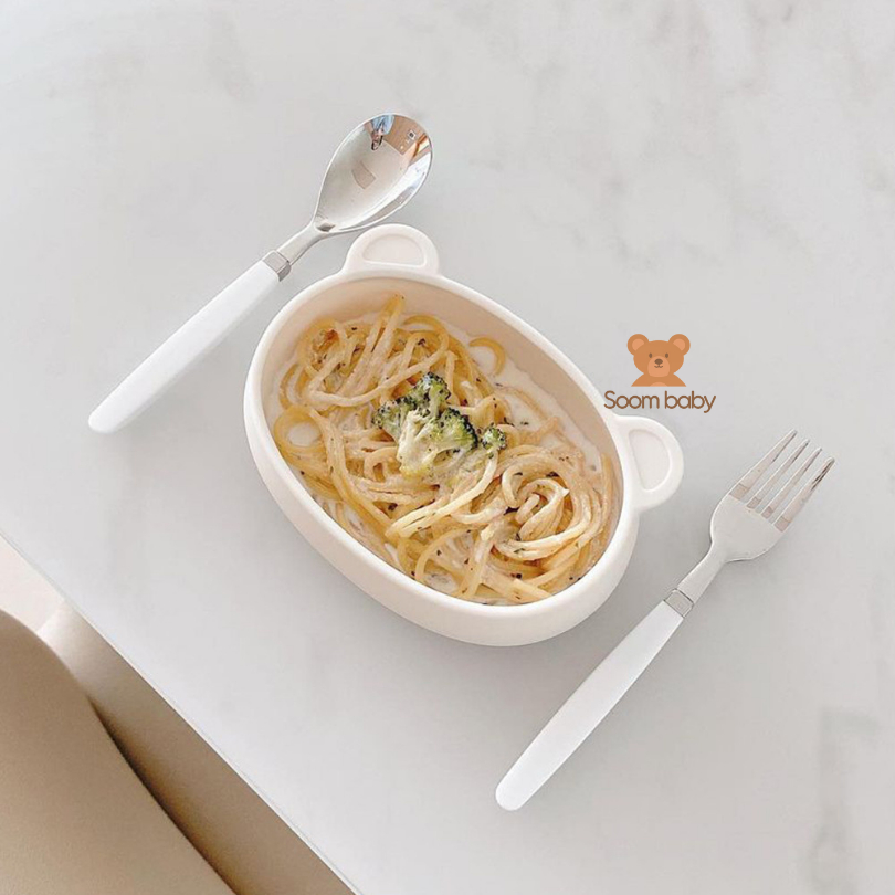 Đĩa ăn dặm cho bé Bluemama silicone, hàng nhập khẩu chính hãng có tem phụ