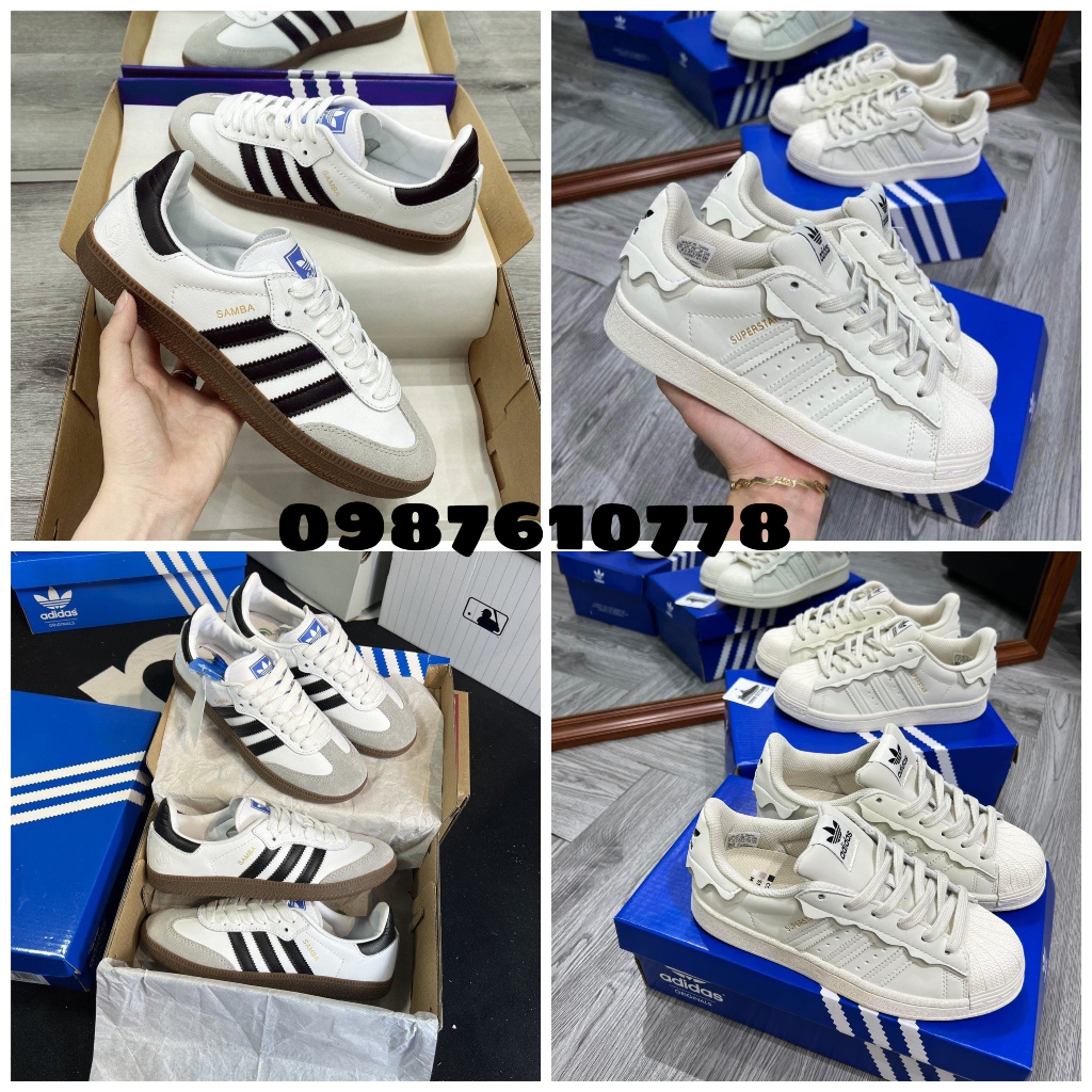 Giày adidas superstar màu kem - adidas samba OG trắng đế nâu nam nữ bản đẹp hot trend 2023